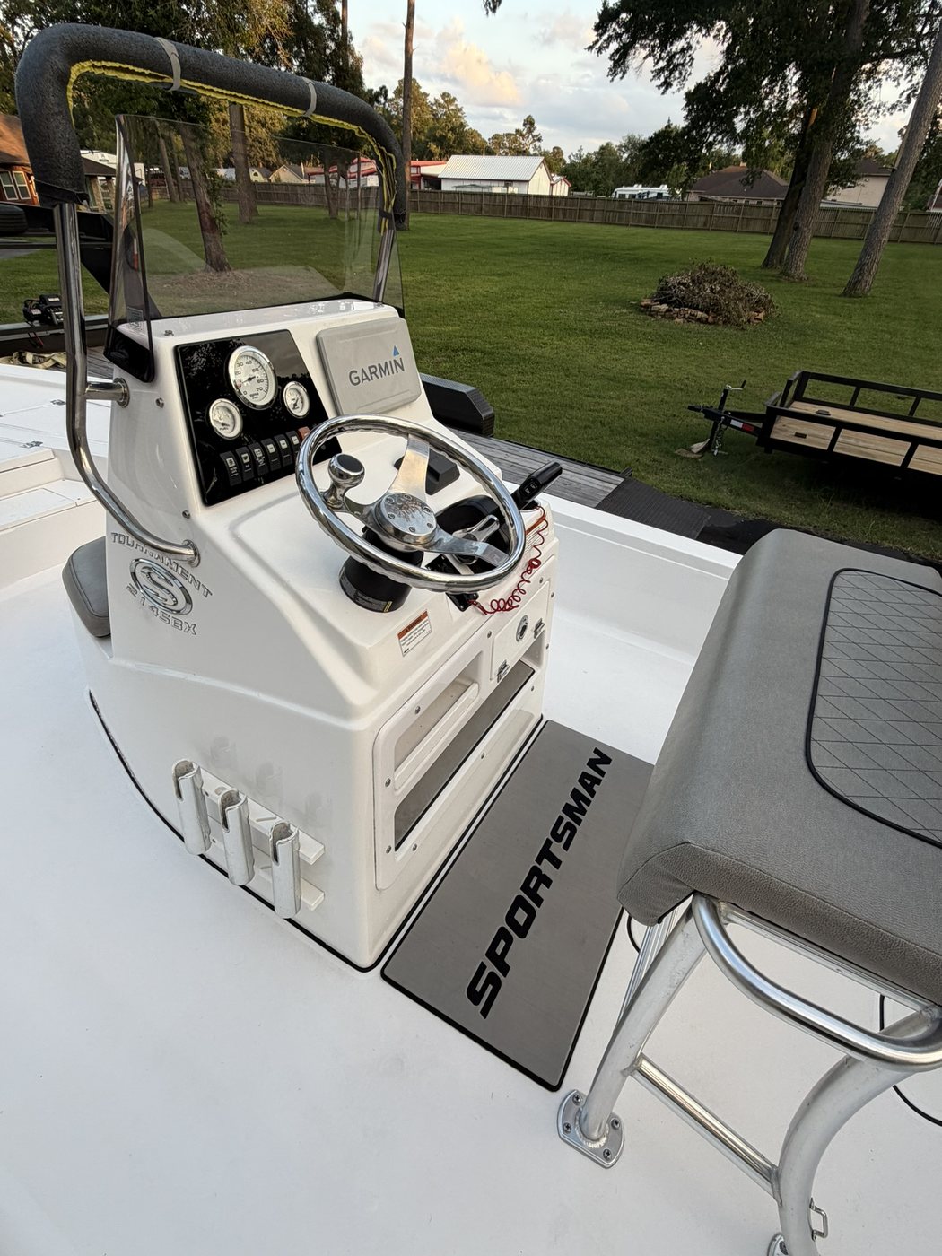 Garmin Fishfinder GPS at helm
